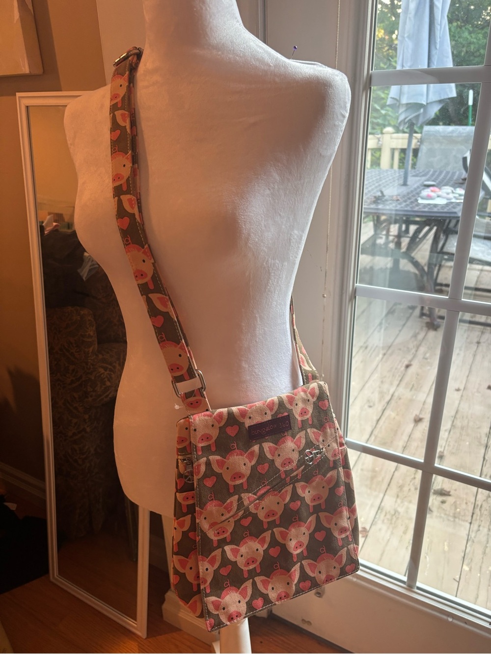 Bungalow 360 Pig Print Canvas Crossbody Small Messenger Bag 9x10